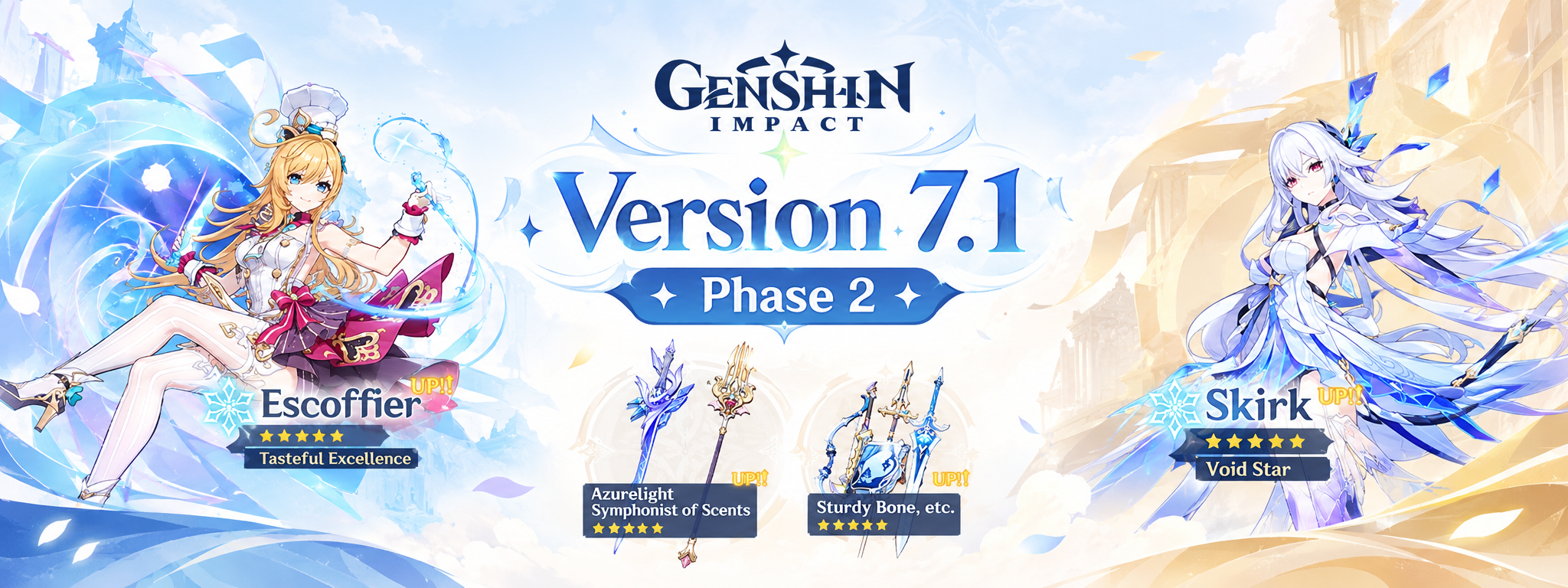 Two Cryo Banners, One Shared Guarantee Count, Genshin Impact 7.1 Phase II Brings Skirk and Escoffier